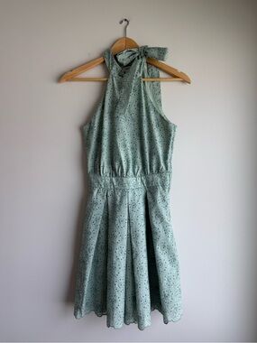 NAF NAF Paris Sage Green Eyelet Halter Dress Size 34